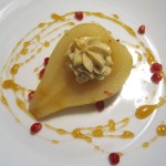 Green Tea Poached Pear, Ginger Peach Pastry Cream