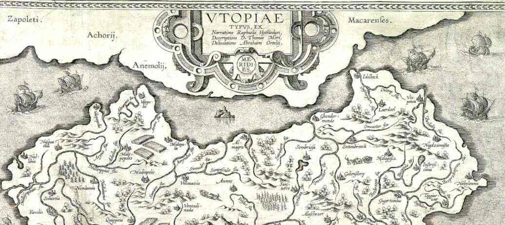 Map of Utopia, from Ortelias, 1595