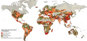 A global soil degradation map from the UN's Food and Agriculture Organization. (http://www.fao.org/docrep/u8480e/u8480e0d.htm)