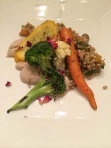 Kasha Pilaf with Grilled Vegetables and Lemon Rosehip Cream