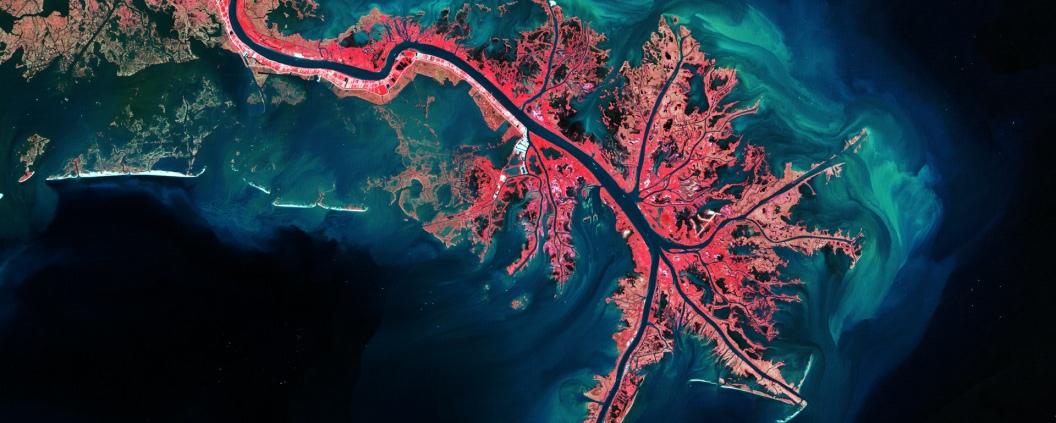 Mississippi River Delta, via Landsat, October 3, 2011