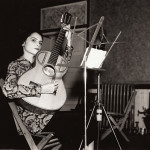 Lydia Mendoza was a star on both sides of he border, among all language speakers. This photo is from a 1936 recording session in San Antonio.