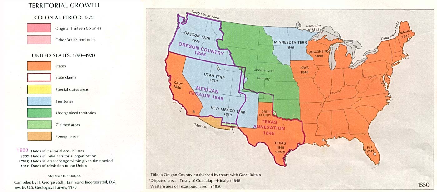 USA Territorial Growth, 1850.